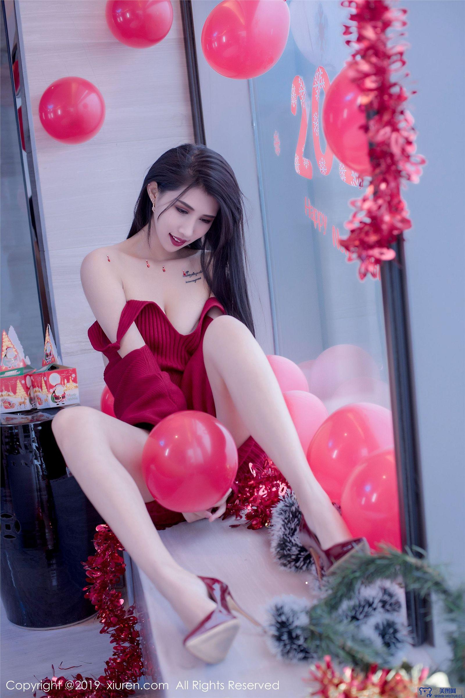 [秀人XIUREN] 2019.12.23 NO.1871 黑色蝴蝶结轻纱圣诞装 葛征Model