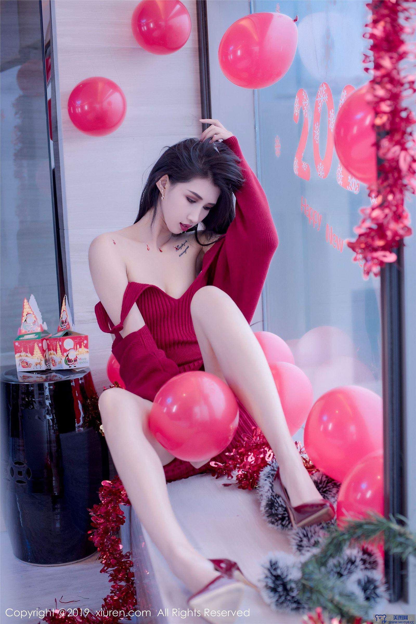 [秀人XIUREN] 2019.12.23 NO.1871 黑色蝴蝶结轻纱圣诞装 葛征Model