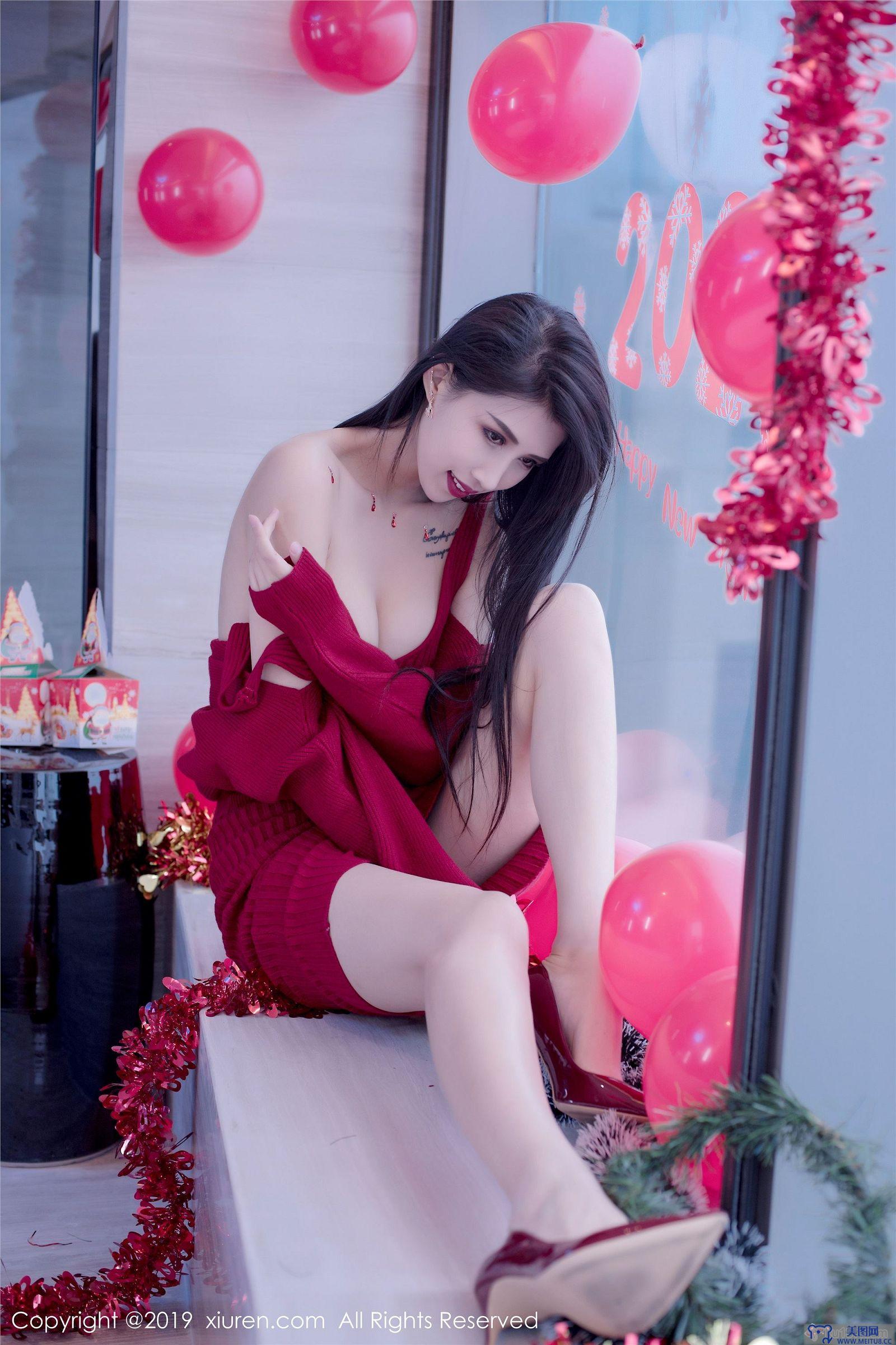 [秀人XIUREN] 2019.12.23 NO.1871 黑色蝴蝶结轻纱圣诞装 葛征Model